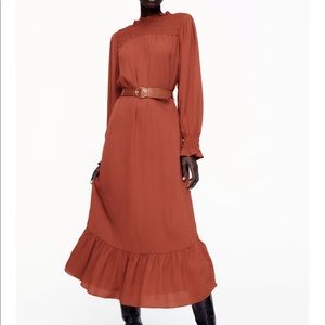 Zara belted long sleeve dress